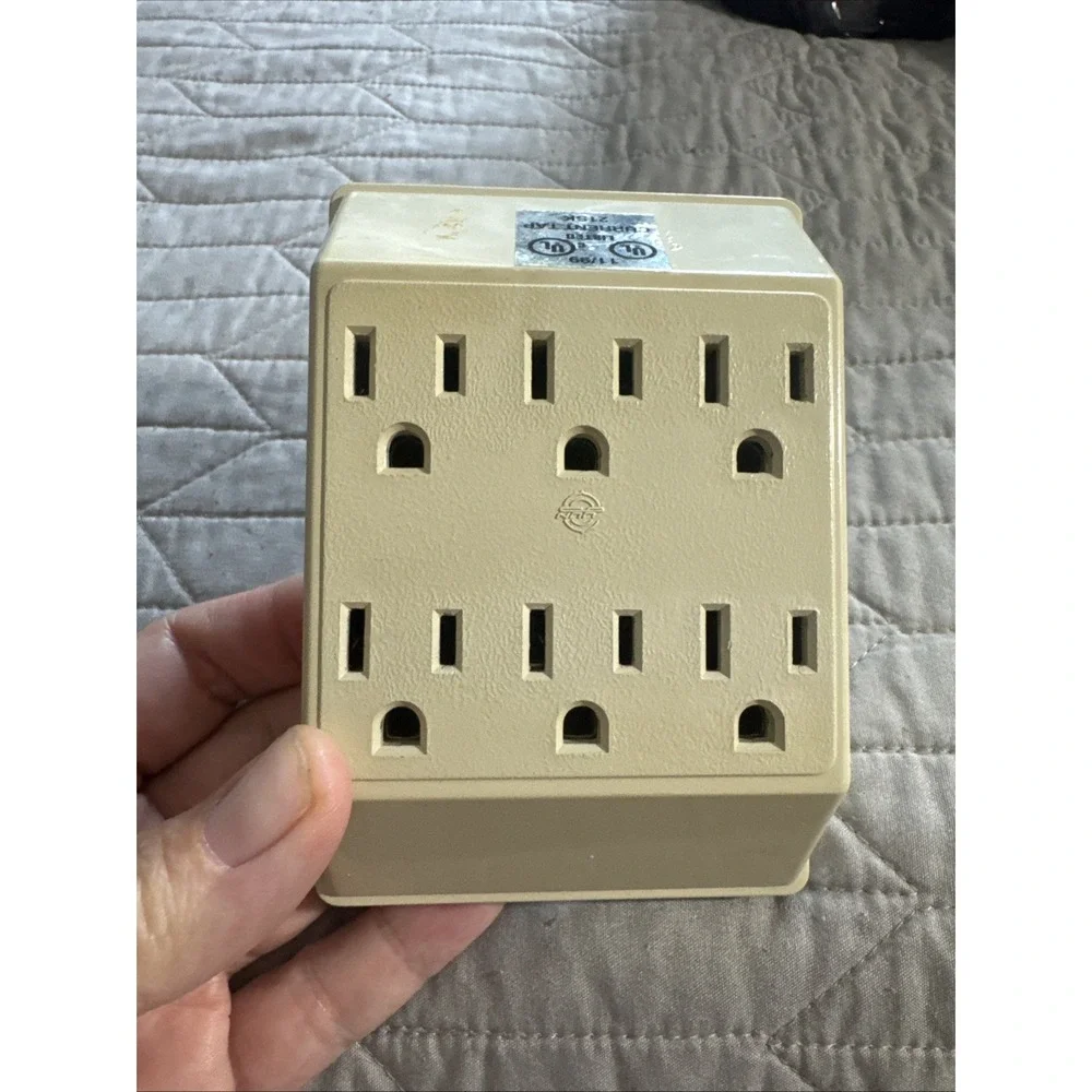 6 Outlet Adapter Extender: 3 Prong - Beige‎